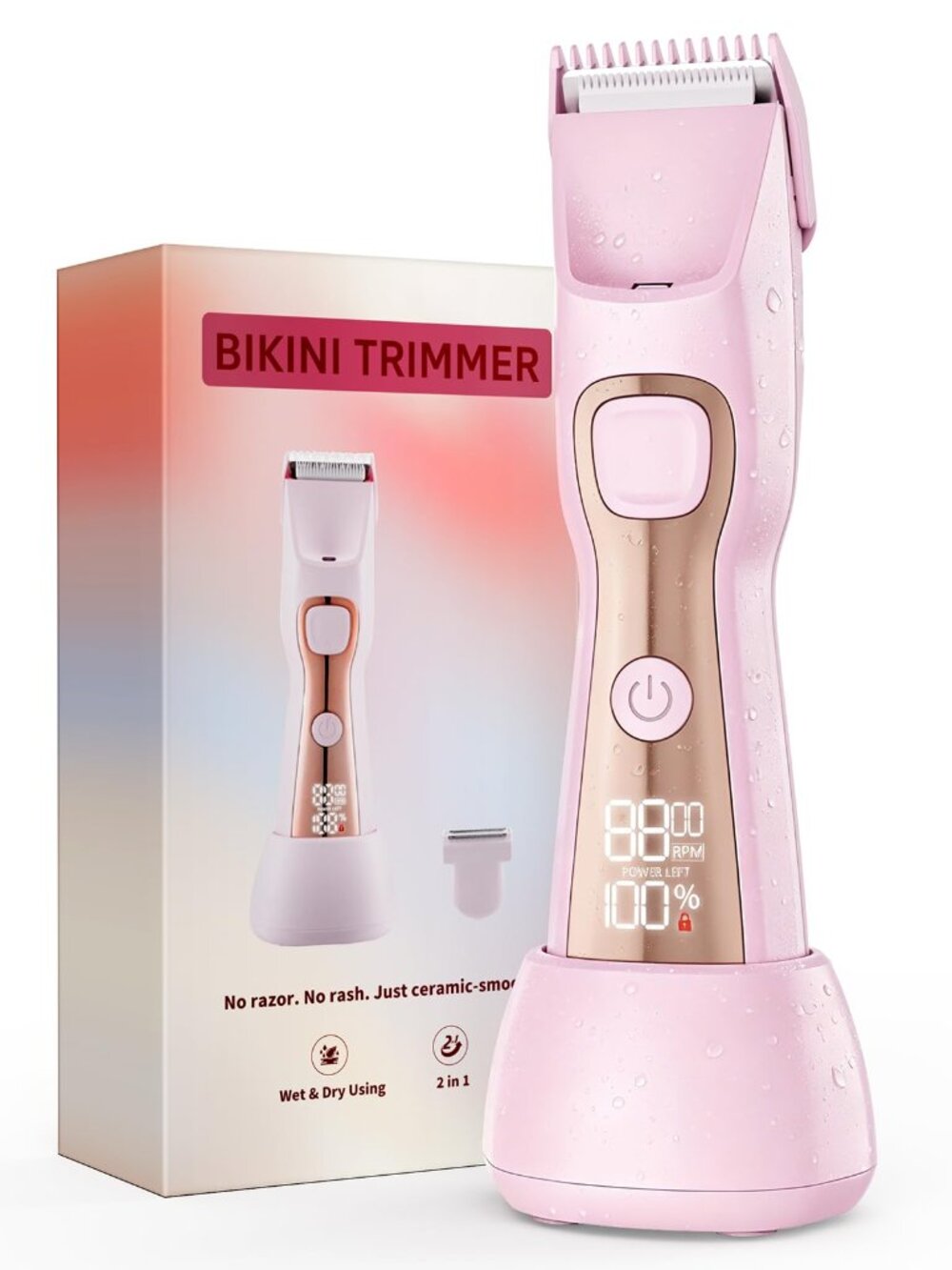 NEW Bikini Trimmer for Women 7000RPM Dual Head Built-in LED Light IPX7 Travel